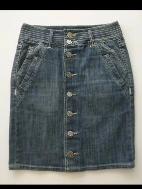 Worn Denim Jean Skirt, Sz 6